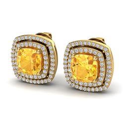 3.55 ctw Citrine & Micro Pave VS/SI Diamond Earrings 18k Yellow Gold