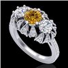 Image 1 : 2.26 ctw Intense Fancy Yellow Diamond Art Deco Ring 18k White Gold