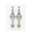 Image 1 : 4.57 ctw Diamond & Pearl Earrings 18K White Gold