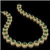 Image 2 : 82.17 ctw Emerald & Diamond Victorian Necklace 14K Yellow Gold