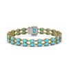 Image 3 : 13.04 ctw Turquoise & Diamond Bracelet 14K Yellow Gold