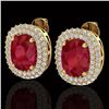 Image 1 : 6.30 ctw Ruby & Micro Pave VS/SI Diamond Earrings 18k Yellow Gold