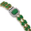 Image 2 : 19.07 ctw Emerald & Diamond Bracelet 14K Yellow Gold