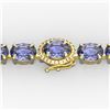 Image 1 : 32 ctw Tanzanite & Diamond Eternity Micro Bracelet 14k Yellow Gold