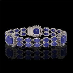 21.83 ctw Sapphire & Diamond Bracelet 14K White Gold