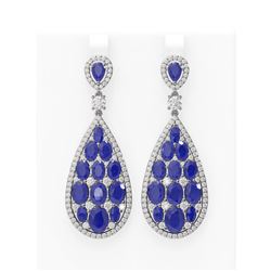 27.47 ctw Sapphire & Diamond Earrings 18K White Gold