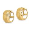 Image 2 : 14k Yellow Gold Textured Hinged Hoop Earrings