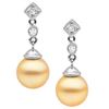 Image 2 : Golden South Sea Pearl and Diamond Royale Dangle Earrings