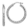 Image 1 : 10k White Gold Diamond-cut Round Hoop Earrings - 20 mm