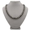 Image 1 : Subtle Peacock and Steel Round Tahitian Pearl Necklace, 18", 8.9-10.9mm, AA+/AAA Quality