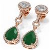 Image 3 : 8.82 ctw Emerald & Diamond Earrings 18K Rose Gold