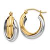 Image 1 : 14k Solid Gold Two-Tone Polished Double Hoop Earrings