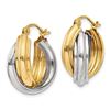 Image 2 : 14k Solid Gold Two-Tone Polished Double Hoop Earrings