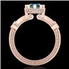 Image 3 : 1.71 ctw Fancy Intense Blue Diamond Art Deco Ring 18k Rose Gold