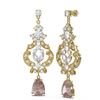 Image 2 : 11.24 ctw Morganite & Diamond Earrings 18K Yellow Gold