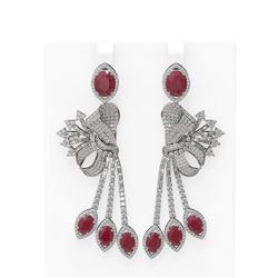 19.89 ctw Ruby & Diamond Earrings 18K White Gold