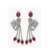 Image 1 : 19.89 ctw Ruby & Diamond Earrings 18K White Gold