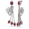 Image 2 : 19.89 ctw Ruby & Diamond Earrings 18K White Gold