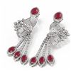 Image 3 : 19.89 ctw Ruby & Diamond Earrings 18K White Gold