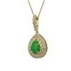 Image 1 : 4.07 ctw Jade & Diamond Victorian Necklace 14K Yellow Gold