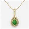 Image 2 : 4.07 ctw Jade & Diamond Victorian Necklace 14K Yellow Gold