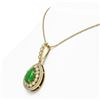 Image 3 : 4.07 ctw Jade & Diamond Victorian Necklace 14K Yellow Gold
