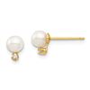 Image 1 : 14k Yellow Gold White Round Pearls Post Earrings - 4-5 mm