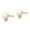 Image 2 : 14k Yellow Gold White Round Pearls Post Earrings - 4-5 mm