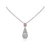 Image 1 : 3.9 ctw Ruby & Diamond Necklace 18K White Gold