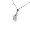 Image 2 : 3.9 ctw Ruby & Diamond Necklace 18K White Gold