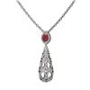 Image 3 : 3.9 ctw Ruby & Diamond Necklace 18K White Gold