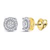 Image 1 : 10kt Yellow Gold Round Diamond Fashion Cluster Earrings 1/8 Cttw