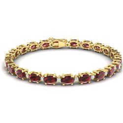 19.7 ctw Garnet & VS/SI Certified Diamond Eternity Bracelet 10k Yellow Gold