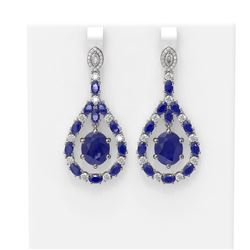 25.7 ctw Sapphire & Diamond Earrings 18K White Gold