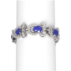 32.35 ctw Sapphire & Diamond Bracelet 18K White Gold