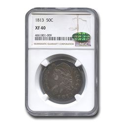 1813 Capped Bust Half Dollar XF-40 NGC CAC