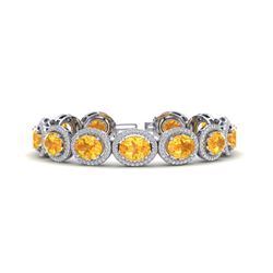 24 ctw Citrine & Micro Pave VS/SI Diamond Bracelet 10k White Gold