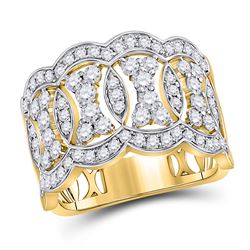 14kt Yellow Gold Round Diamond Right Hand Band Ring 1-1/3 Cttw