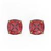 Image 1 : 4 ctw Cushion Cut Pink Tourmaline Stud Earrings 18k Yellow Gold