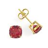 Image 2 : 4 ctw Cushion Cut Pink Tourmaline Stud Earrings 18k Yellow Gold