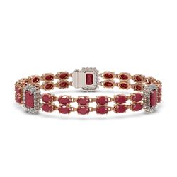 19.49 ctw Ruby & Diamond Bracelet 14K Rose Gold