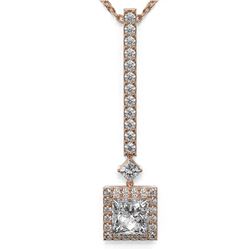 1.3 ctw Princess Cut Diamond Designer Necklace 18K Rose Gold