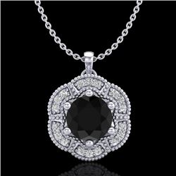 1.01 ctw Fancy Black Diamond Art Deco Stud Necklace 18k White Gold