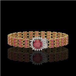 28.56 ctw Tourmaline & Diamond Bracelet 14K Yellow Gold