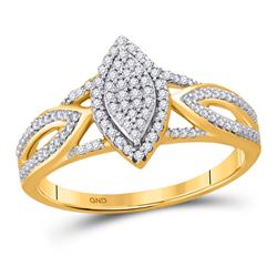 10kt Yellow Gold Round Diamond Marquise-shape Cluster Bridal Wedding Engagement Ring 1/4 Cttw