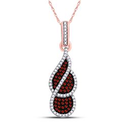 10kt Rose Gold Round Red Color Enhanced Diamond Fashion Pendant 1/3 Cttw
