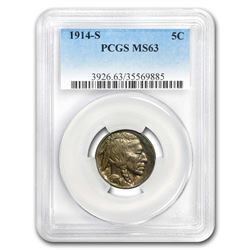 1914-S Buffalo Nickel MS-63 PCGS