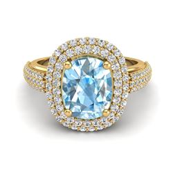 3.50 ctw TOPAZ & Micro Pave VS/SI Diamond Certified Ring 10k Yellow Gold