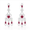 Image 2 : 11 ctw Ruby & Micro Pave VS/SI Diamond Earrings 14k White Gold