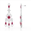 Image 3 : 11 ctw Ruby & Micro Pave VS/SI Diamond Earrings 14k White Gold